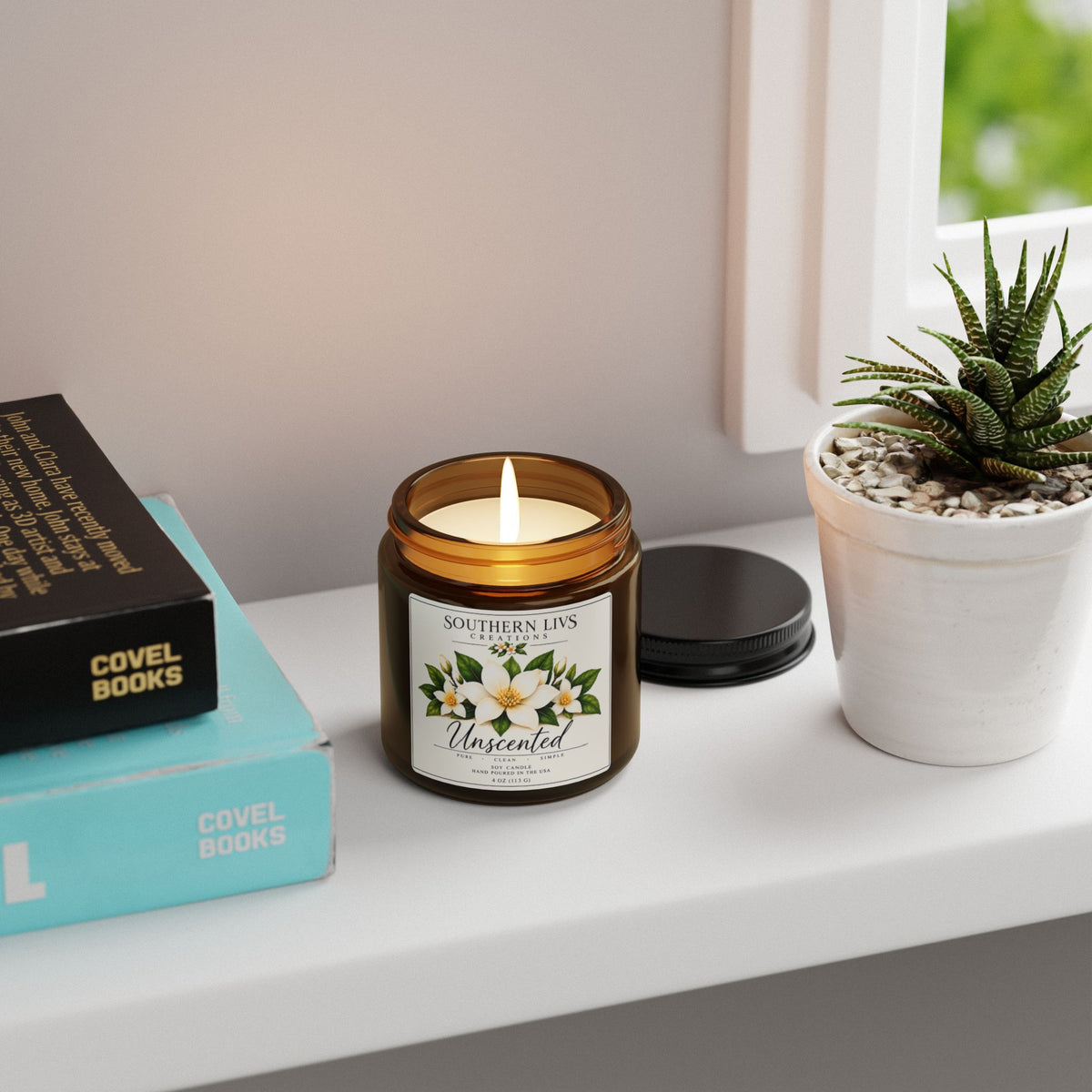 Soy Candle - Unscented Amber Jar 4 oz
