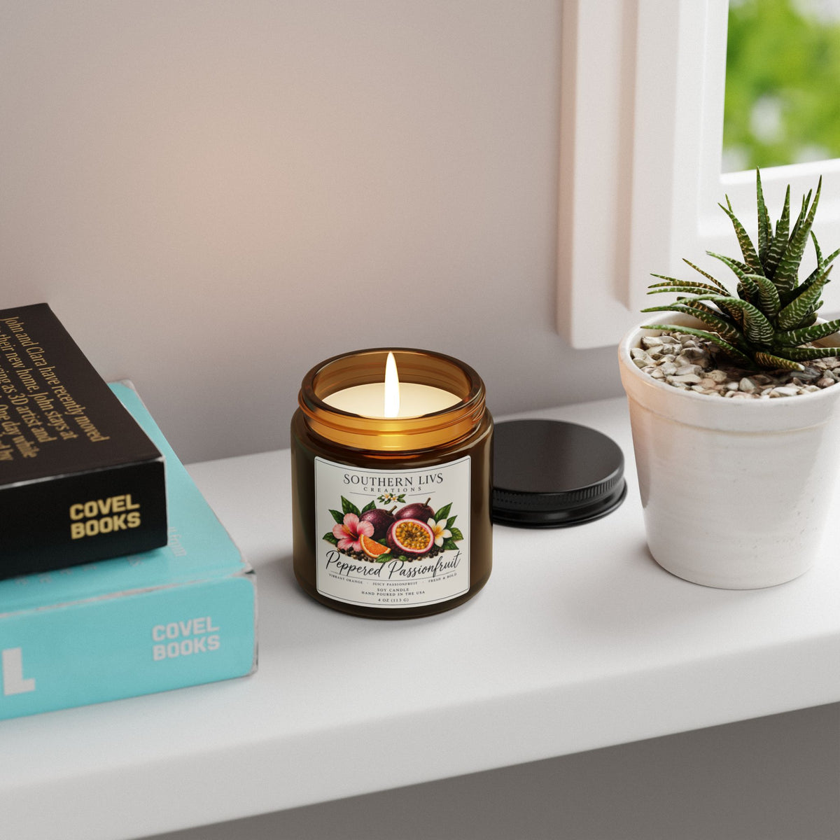 Soy Candle — Peppered Passionfruit Amber Jar 4 oz