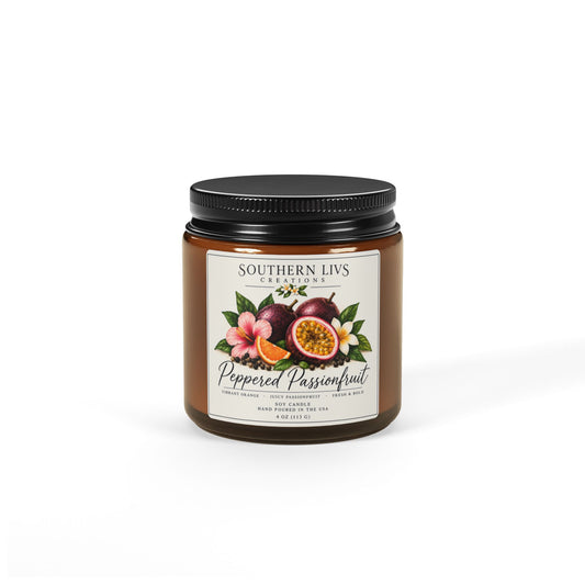 Soy Candle — Peppered Passionfruit Amber Jar 4 oz