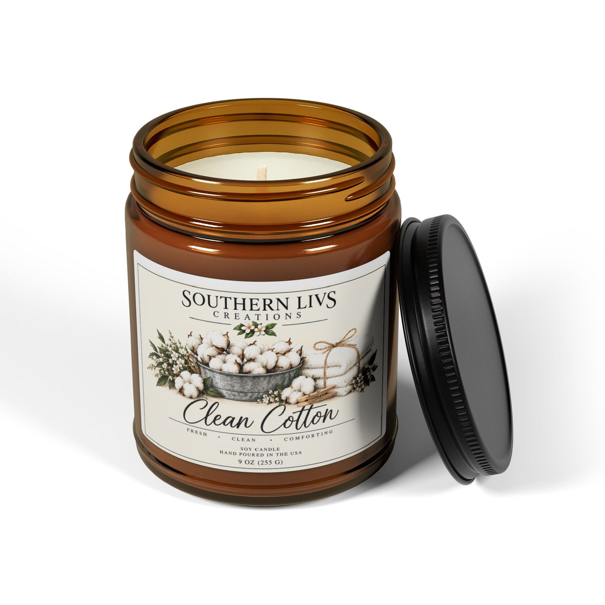 Clean Cotton Scented Soy Candle 9 oz
