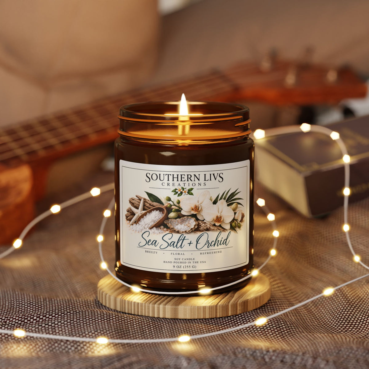 Sea Salt & Orchid Scented Soy Candle 9 oz
