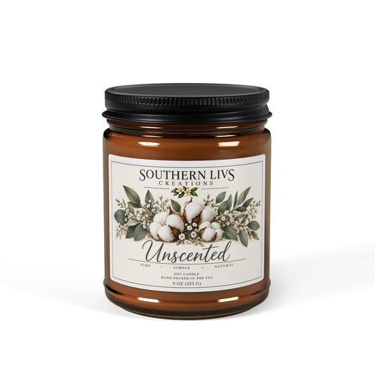 Unscented Soy Candle in Amber Jar 9 oz