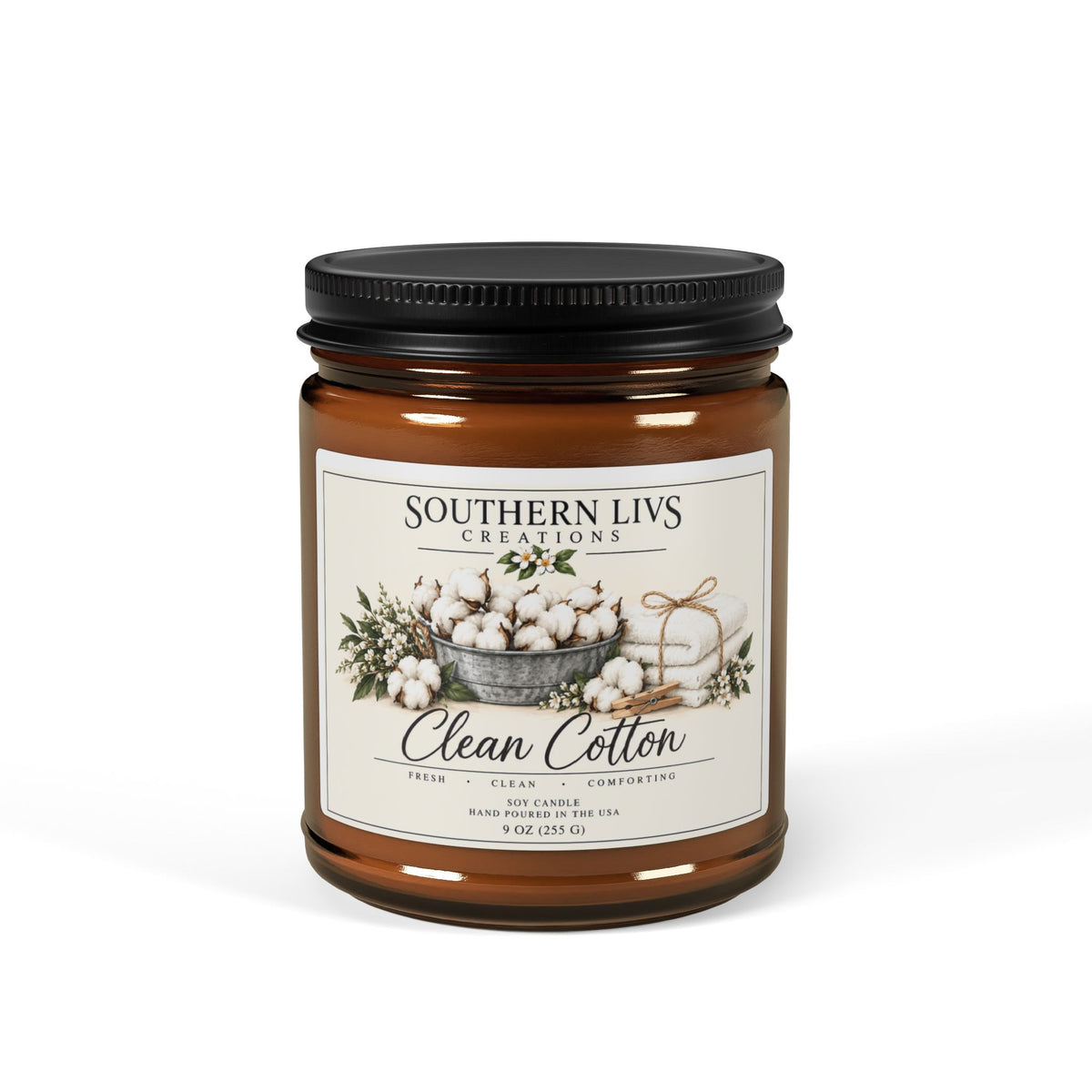Clean Cotton Scented Soy Candle 9 oz
