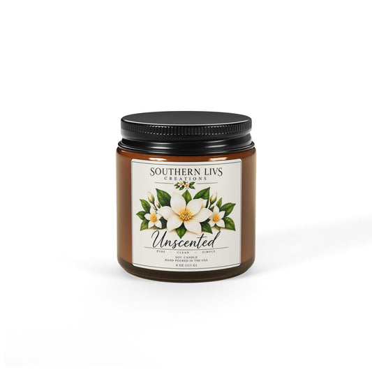 Soy Candle - Unscented Amber Jar 4 oz